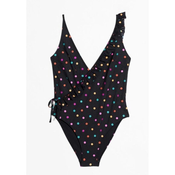 And Other Stories wrap swimsuit sz 10 women polka dot - Picture 2 of 13